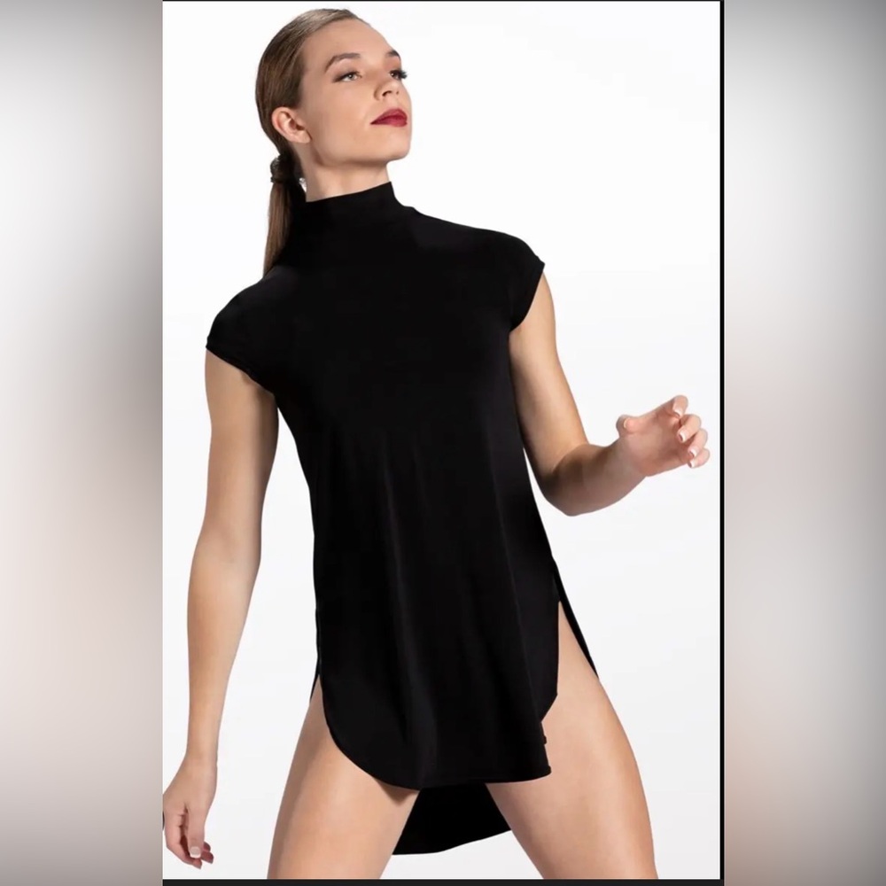 Balera Mock Neck Tee Dress by Weissman Adult Small Black